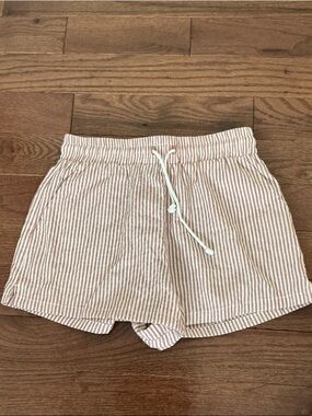 TeamLTD Women’s Beige Striped Drawstring Bermuda Shorts